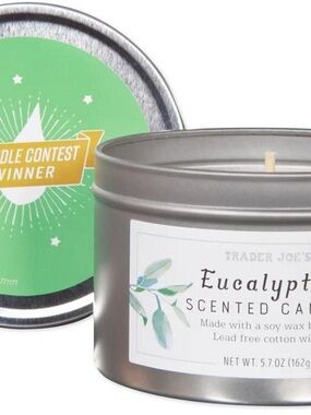❤️‍🔥BOGO FREE Trader Joe’s Eucalyptus Scented Candle Silver Tin Reusable